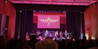 A band performs on stage