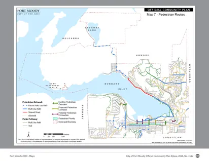 Map depicting pedestrian routes