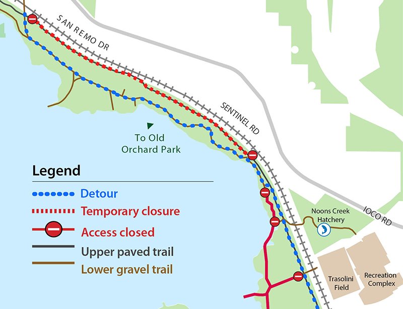 Map San Remo to Noons Closure