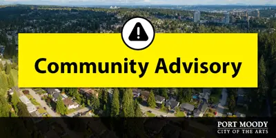 Exclamation point icon with Community Advisory text below