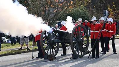 Cannon firing at Remembrance Day ceremony