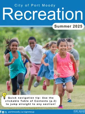 the cover of the summer 2025 Port Moody Recreation Program Guide