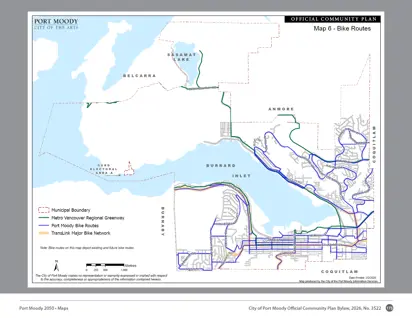 Map depicting bike routes