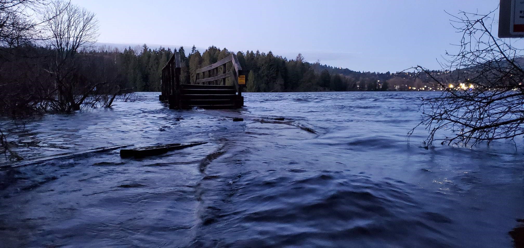 boardwalk under water at king tide