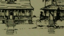 Gillian McMillan, Old House, Port Moody, print of pen and ink drawing