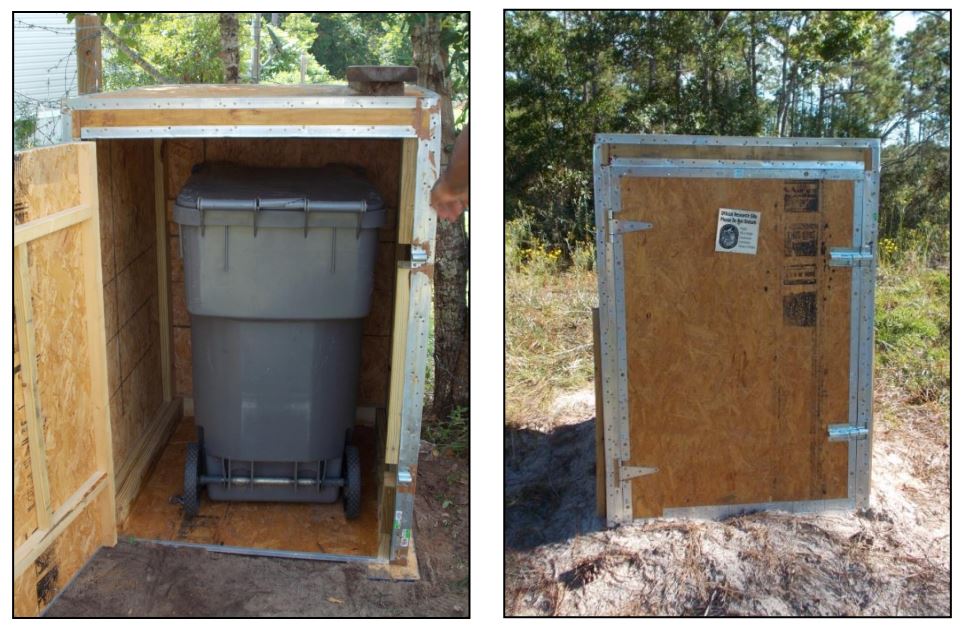 Photo of a homemade trash can enclosure