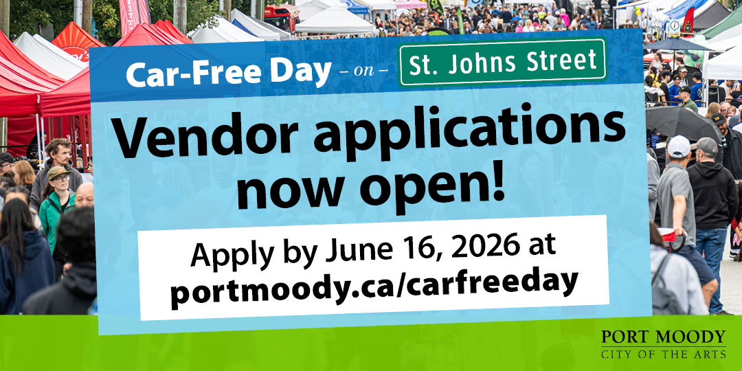 Car-Free Day vendor applications now open - apply by June 16, 2026 at portmoody.ca/carfreeday