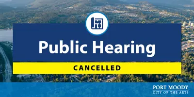 Blueprint icon with Public Hearing Cancelled text