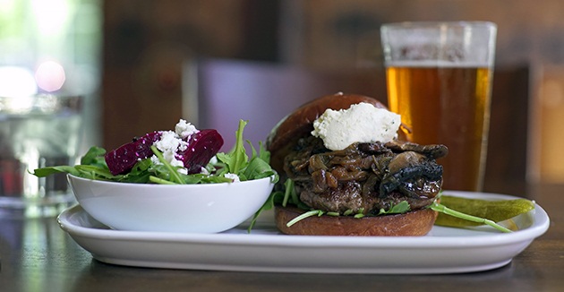 A salad and burger