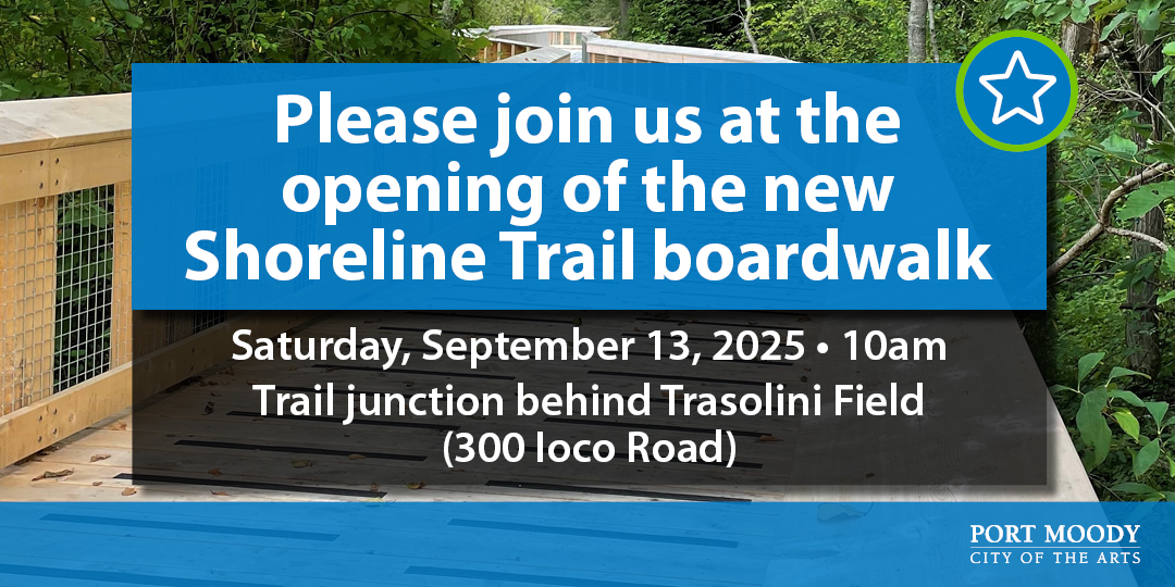 Shoreline trail boardwalk opening invitation graphic banner
