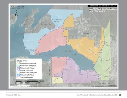 Map depicting integrated storm water management plans